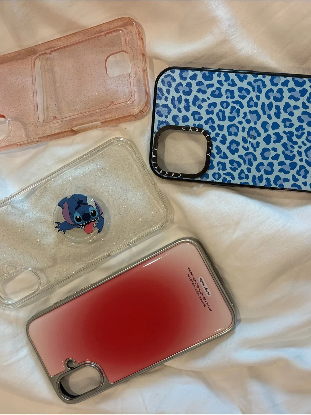 Phone Case Bundle - Pink Gradient, Clear Glitter, Blue Leopard, Rose Gold
